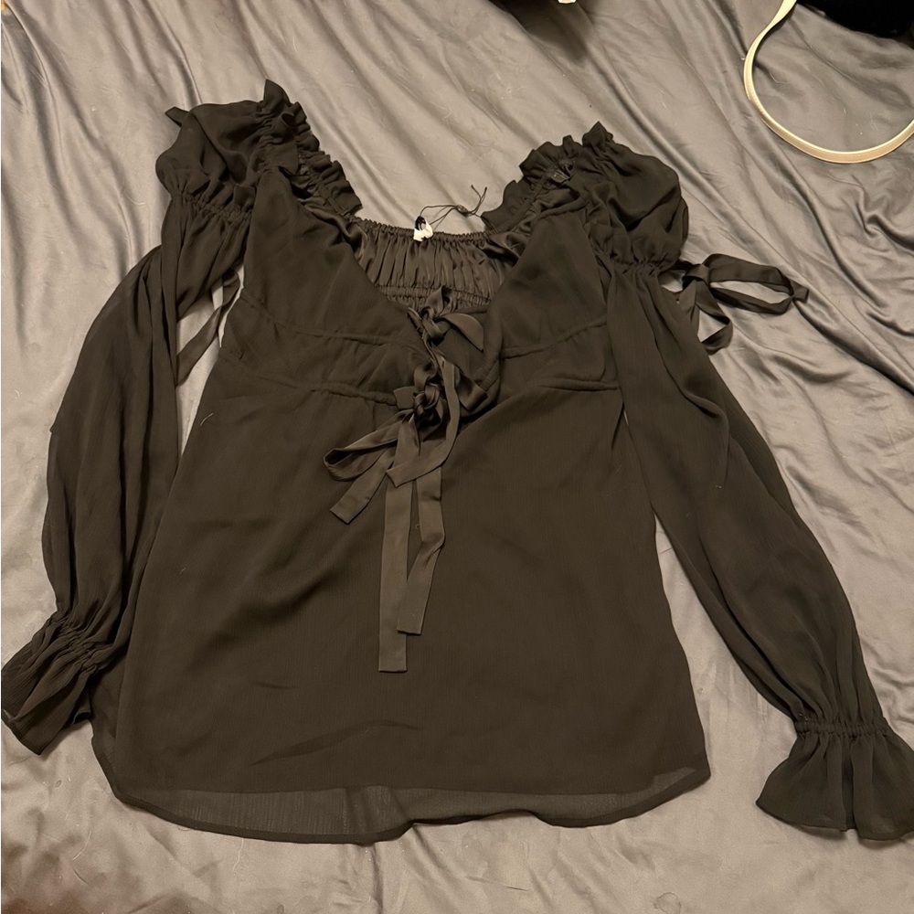 Rumored Elegant Black Tie Blouse